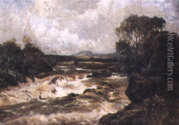 A River Torrent Oil Painting - William Manners
