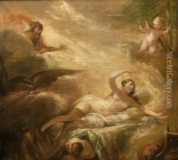 Jupiter Apparaissant A Semele Oil Painting - Gabriel Jacques de Saint-Aubin