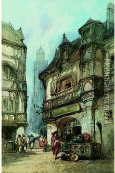 Auxerre, Vieille Rue Oil Painting - Paul Marny