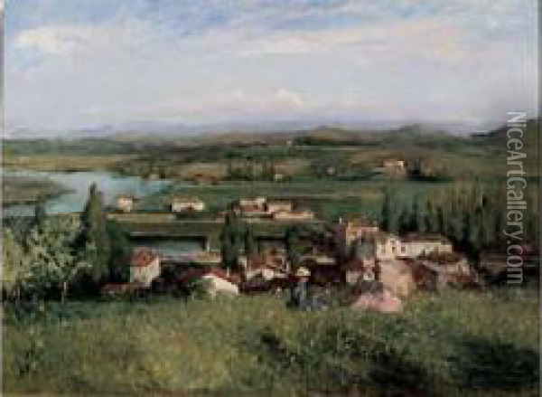 Vue D'un Village Oil Painting - Gustave Colin