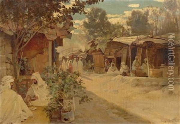 Orientalischer Bazar Oil Painting - Eugene Alexis Girardet