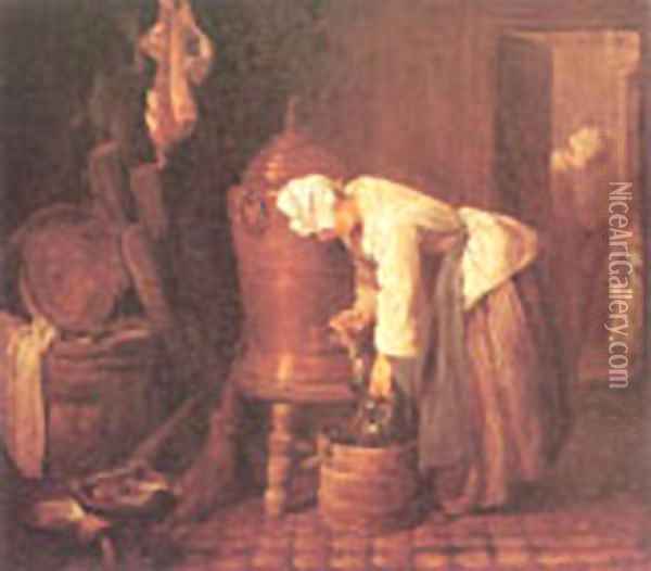 Woman At The Urn 1733 Oil Painting - Jean-Baptiste-Simeon Chardin