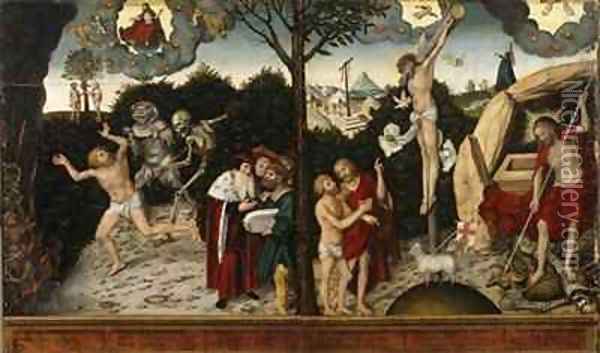 Allegory of the Law and the Gospel Oil Painting - Lucas The Elder Cranach
