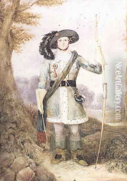A New Forest Archer, 1849 Oil Painting - J.F. Sharpe