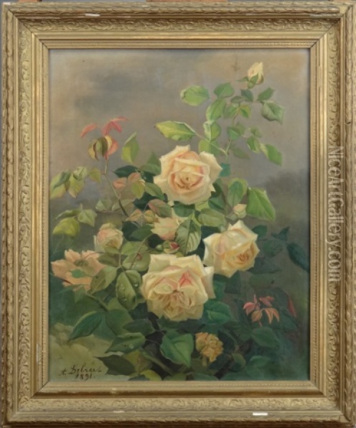 Nature Morte De Roses Oil Painting - Alexandre Debrus