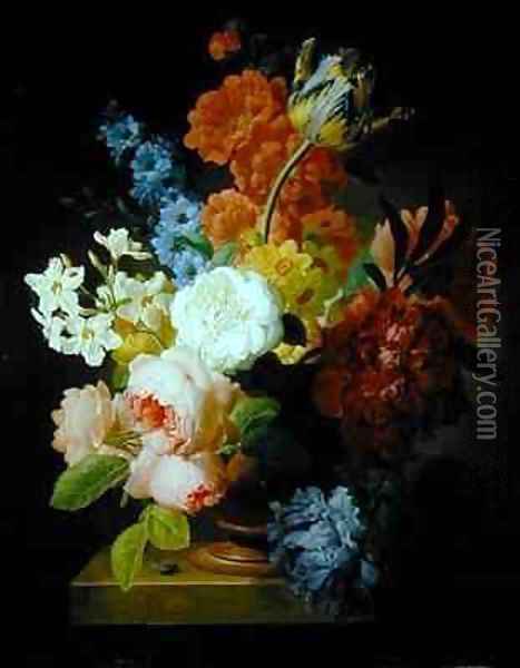 Still life of flowers in a marble urn Oil Painting - Pieter Faes