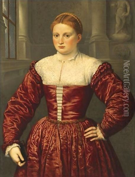 Portrait Of A Lady, Traditionally Believed To Be Of The Fugger Family Oil Painting - Paris Bordone