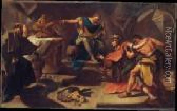 Sant'eustachio Rifiuta Di Adorare Gli Idoli Oil Painting - Sebastiano Ricci