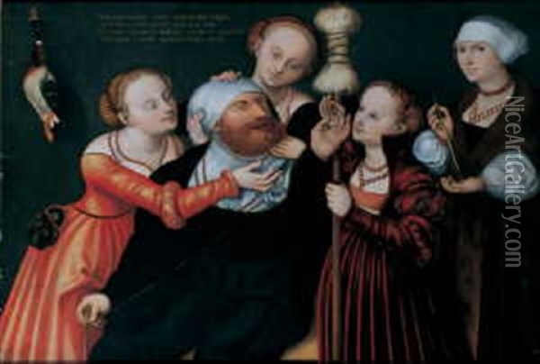 Herkules Und Omphale Oil Painting - Lucas Cranach the Elder