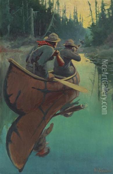 Hunters In A Canoe Oil Painting - Philip Russell Goodwin