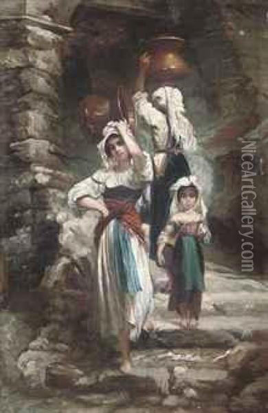 Peasant Women Of Servaro Oil Painting - Ernest Antoine Hebert