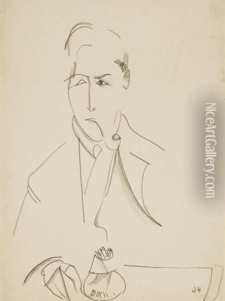 Portrait De Modigliani A La Pipe Oil Painting - Jeanne Hebuterne