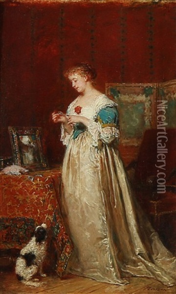 La Femme Au Miroir Oil Painting - Antoine Emile Plassan
