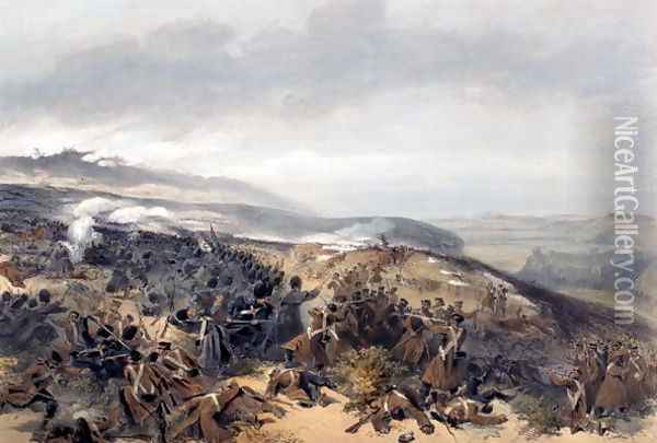 Second Charge of the Guards when they retook the Two Gun Battery at the Battle of Inkerman, engraved by Edmond Morin 1824-82 from The Seat of War in the East - First Series, published by Colnaghi and Co., 1855 Oil Painting - William Simpson