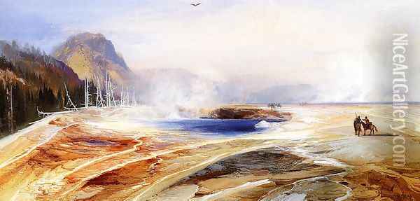Big Springs In Yellowstone Park Oil Painting - Thomas Moran