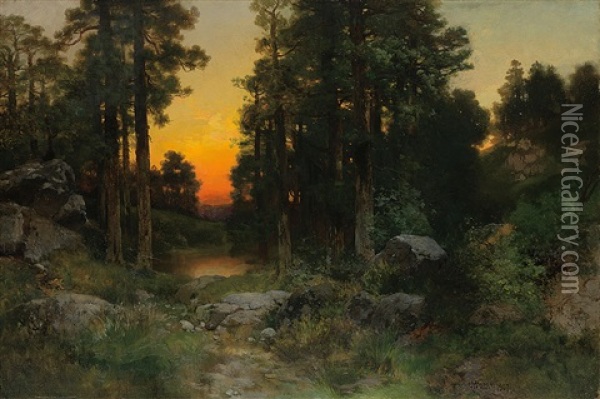 Solitude. The Coconino Forest, Arizona Oil Painting - Thomas Moran