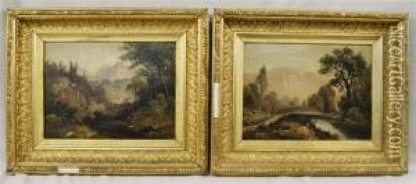 Two Vermont Landscapes Oil Painting - D.A. Fisher