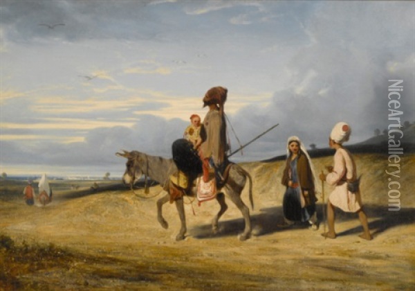 A Desert Passage Oil Painting - Alexandre Gabriel Decamps