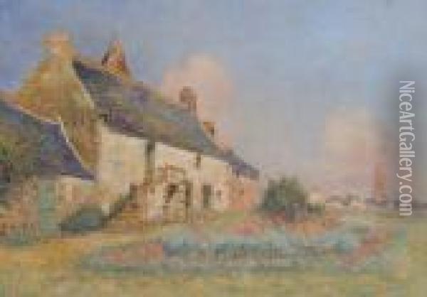 La Maison Et Le Jardin De L'artiste A Kervaudu (le Croisic) Oil Painting - Ferdinand Loyen Du Puigaudeau