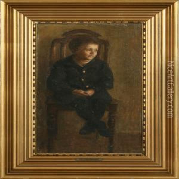 Portrait Of A Boy Oil Painting - Frants Peter Didrik Henningsen