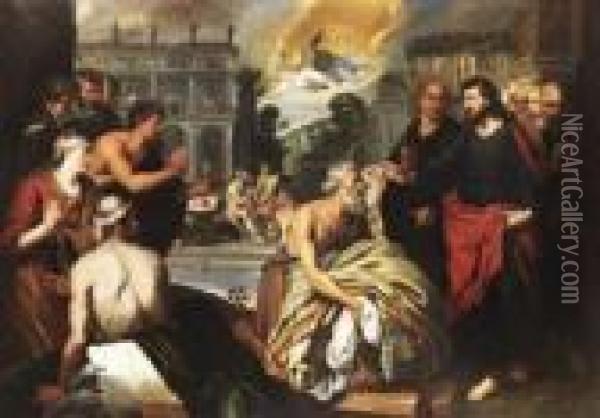 Jesus Bei Der Krankenheilung Am Teich Von Bethesda Oil Painting - Artus Wollfort