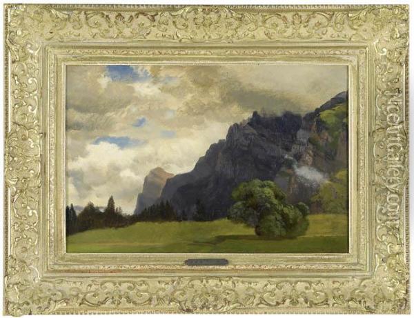 Im Linthtal. 1852. Oil Painting - Johann Gottfried Steffan