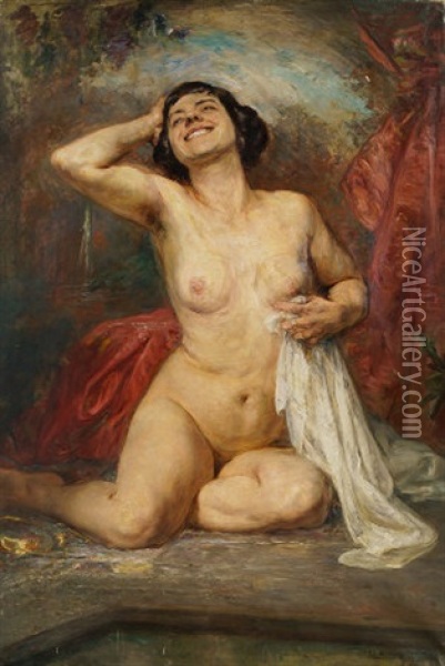 Seated Female Nude Oil Painting - Gonzalo Bilbao Martinez