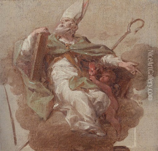 Saint Augustine Oil Painting - Carlo Innocenzo Carlone