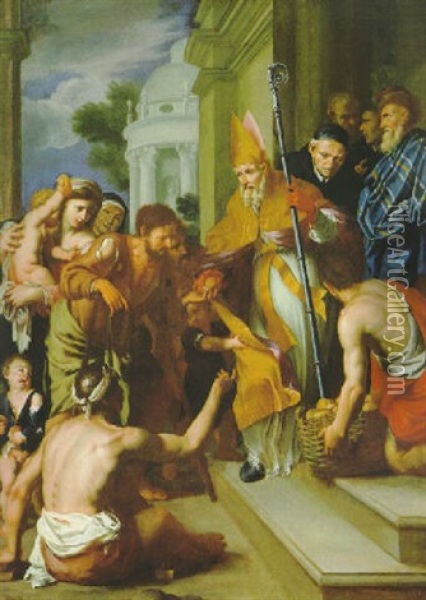 Der Heilige Vincent De Paul Verteilt Brot An Die Armen Oil Painting - Pietro Antonio De Pietri