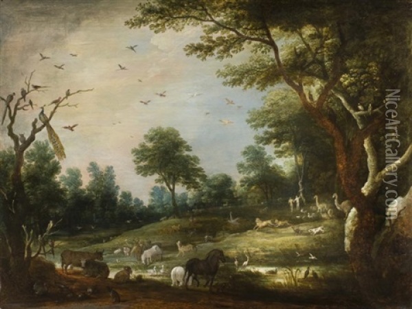 Adam Und Eva Im Paradies Oil Painting - Hans Savery the Younger