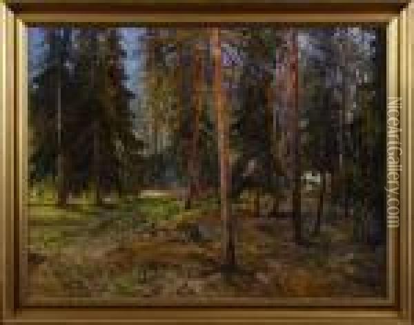 Skogslandskap Oil Painting - Carl Brandt
