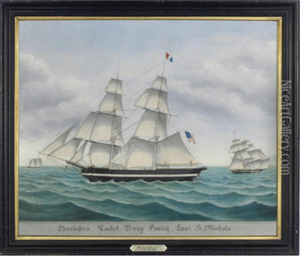 Charleston Packet Brig Emily, Capt. S. Nichols Oil Painting - Jurgan Frederick Huge
