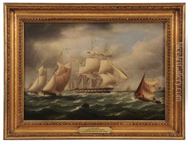 A Frigate Leaving Spithead Oil Painting - James Edward Buttersworth
