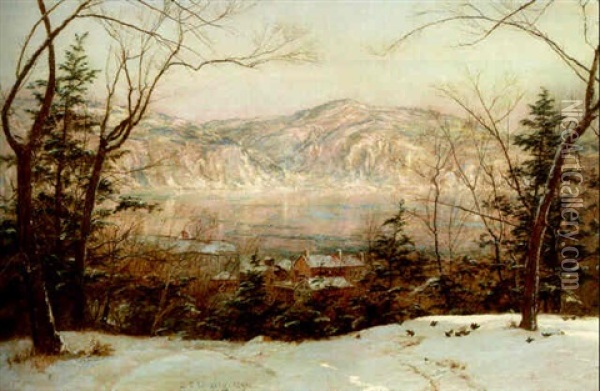 Winter At Hastings-on-hudson Oil Painting - Jasper Francis Cropsey