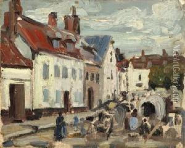 Montreuil-sur-mer, The Market Oil Painting - Walter Elmer Schofield