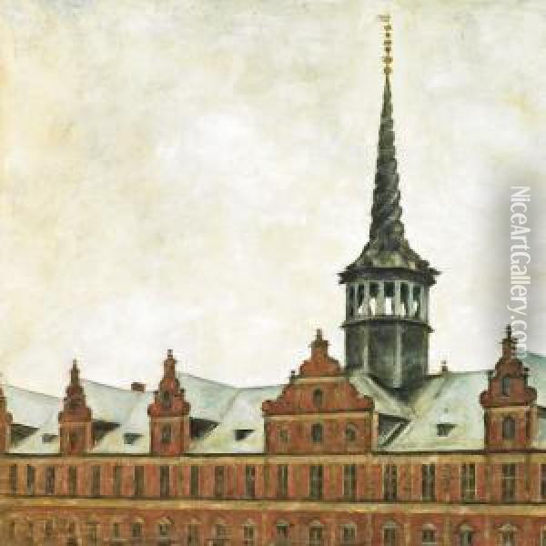 View From Borsen, Copenhagen Oil Painting - Svend Hammershoi