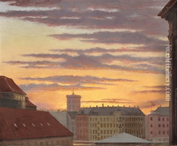 View Over Roofs Towards Havnegade On Christianshavn, Copenhagen Oil Painting - Peder Severin Kroyer