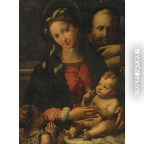 The Holy Family With The Infant Saint John The Baptist Oil Painting -  Perino del Vaga