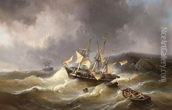 The Rescue Oil Painting - Christiaan Lodewijk Willem Dreibholtz