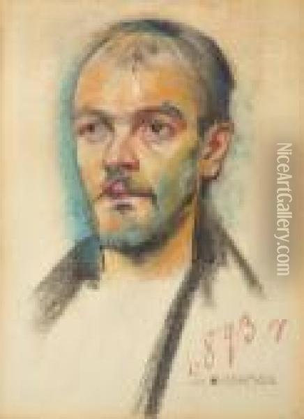 Portrait Of A Man Oil Painting - Stanislaw Wyspianski