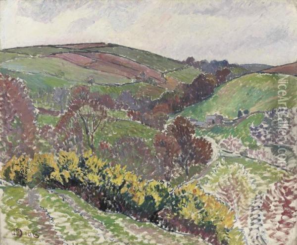 Rolling Landscape, East Sussex Oil Painting - Lucien Pissarro