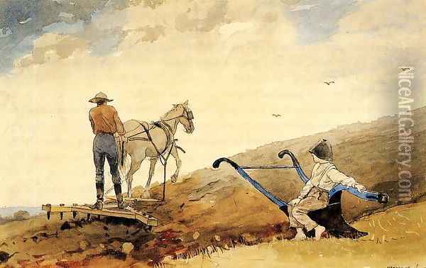 Harrowing Oil Painting - Winslow Homer