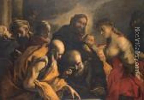 Christ And The Adulteress Oil Painting - Mattia Preti