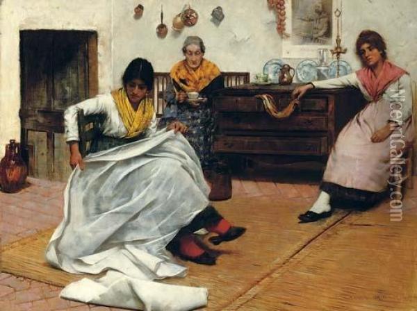 The Bolt Of Cloth Oil Painting - Albert Chevallier Tayler