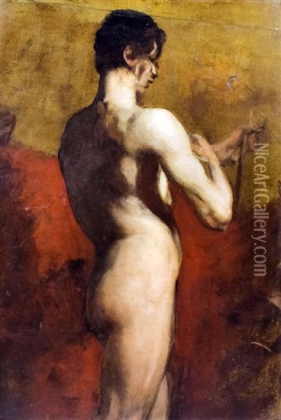 Standing Portrait Of A Male Nude Oil Painting - William Etty