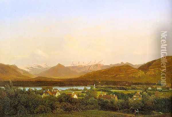 View of Geneva from Petit-Saconnex 1834 Oil Painting - Alexandre Calame