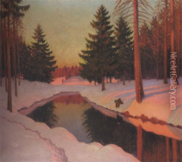 Winter Sunshine Oil Painting - Mikhail Markianovich Germanshev