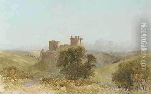 A ruined castle in a landscape Oil Painting - William James Bennett