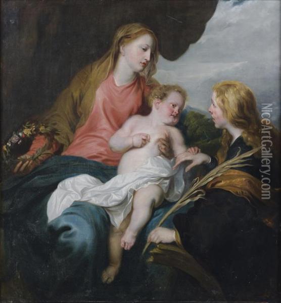 Le Mariage Mystique De Sainte Catherine Oil Painting - Sir Anthony Van Dyck
