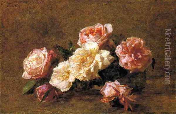 Roses XIV Oil Painting - Ignace Henri Jean Fantin-Latour
